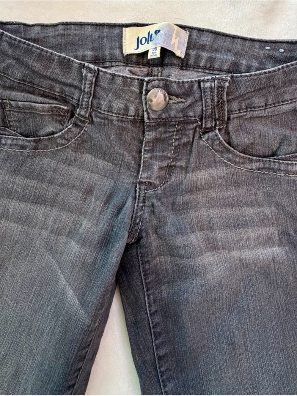 Y2K Jolt women’s Gray Skinny Jeans Size 00 Low Rise Stretch Denim Trendy - Picture 4 of 10
